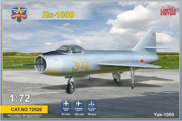 ModelSvit 72026 Yakovlev Yak-1000 Soviet supersonic demo, 1:72