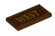 LEGO Fliesen 87079pb005 Fliese 2x4 mit Schriftzug "WEST", rotbraun