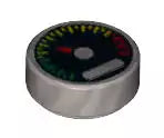 LEGO Fliesen 98138pb010 Fliese rund 1x1 mit Tacho, mattsilber
