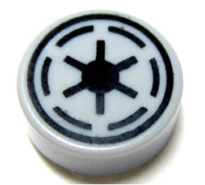 LEGO Fliesen 98138pb020 Fliese rund 1x1 mit Star Wars Republic-Logo, hellgrau