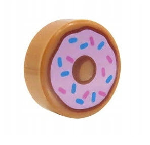 LEGO Fliesen 98138pb182 Fliese rund 1x1 mit Doughnut (Donut)