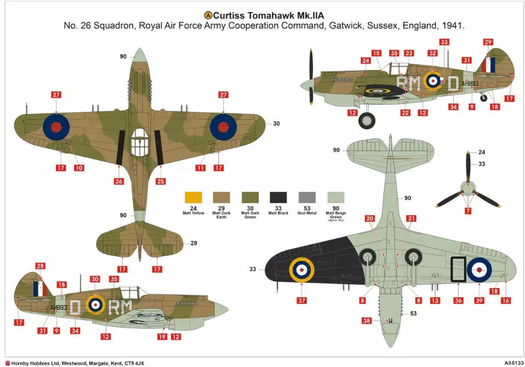 Airfix A05133 Curtiss Tomahawk MK.II, 1:48