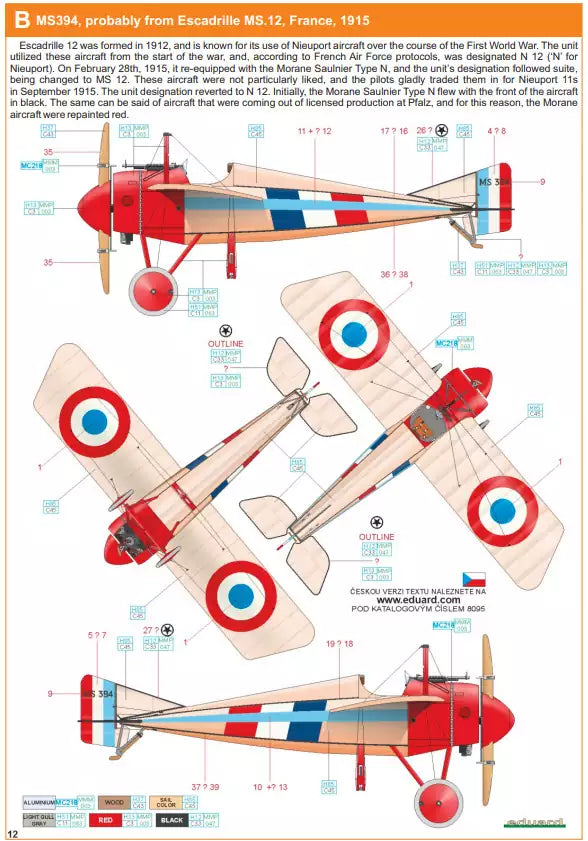 Eduard 8095 Morane Saulnier Type N, ProfiPACK edition, 1:48
