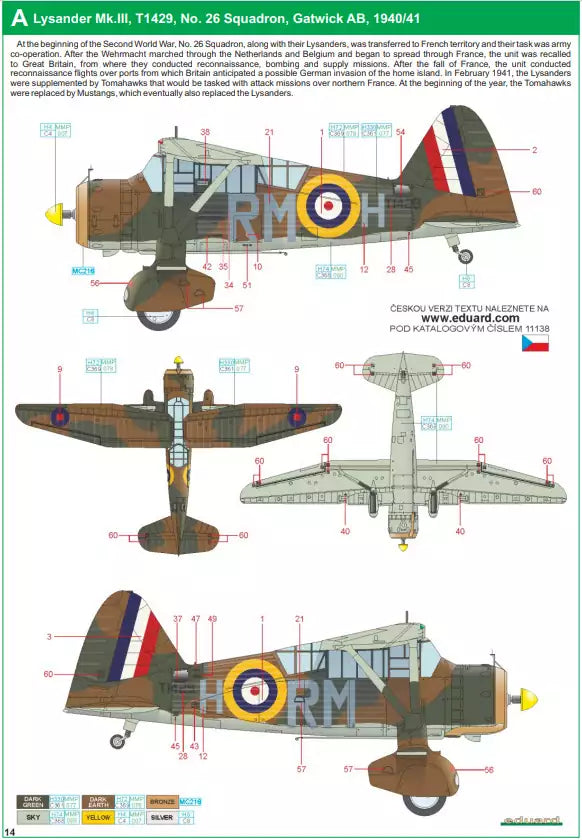 Eduard 11138 Lysander - Limited Edition, 1:48