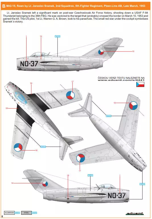 Eduard 4441 Ceskoslovenské patnáctky MiG-15 -Dual Combo- Super 44, 1:144