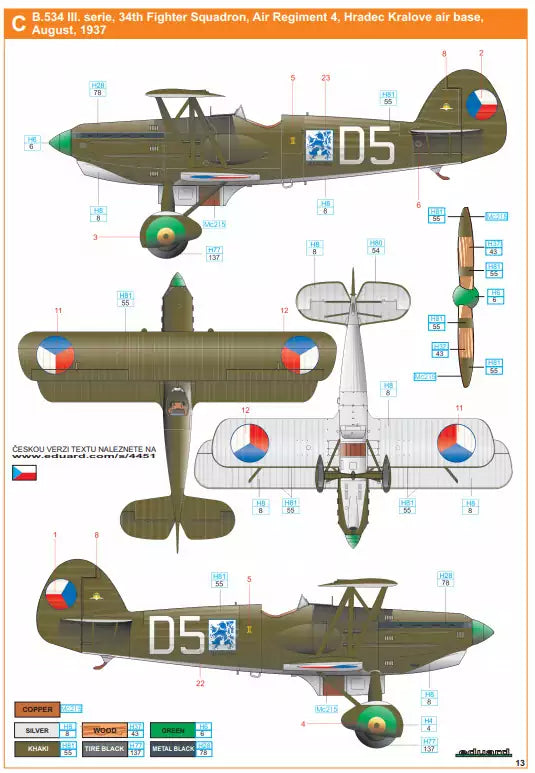 Eduard 4451 Avia B.534 early series -Quattro Combo- Super 44, 1:144