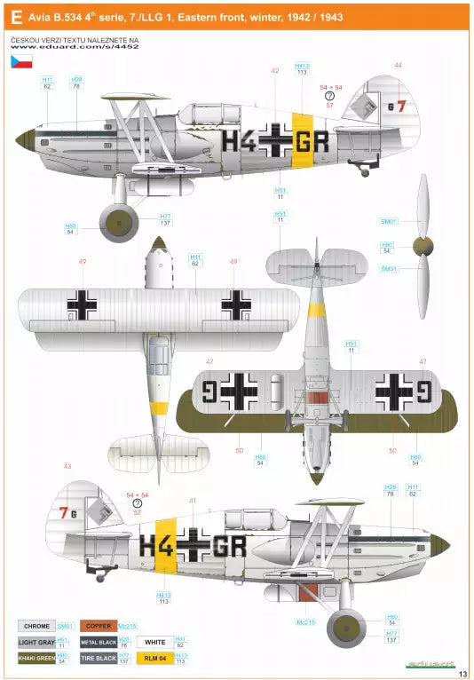 Eduard 4452 Avia B.534 late series -Quattro Combo- Super 44, 1:144