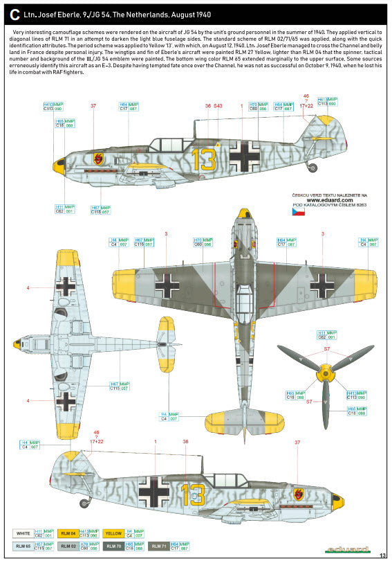 Eduard 8263 Messerschmitt Bf 109E-4, ProfiPACK edition, 1:48
