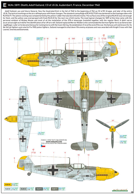 Eduard 8263 Messerschmitt Bf 109E-4, ProfiPACK edition, 1:48