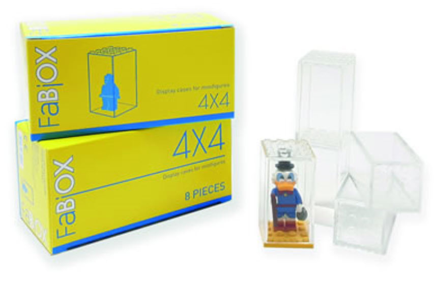 Verpackung: FaBiOX FX001-8 Vitrinen 4x4 für LEGO-Minifiguren (8 Stück), transparent-klar