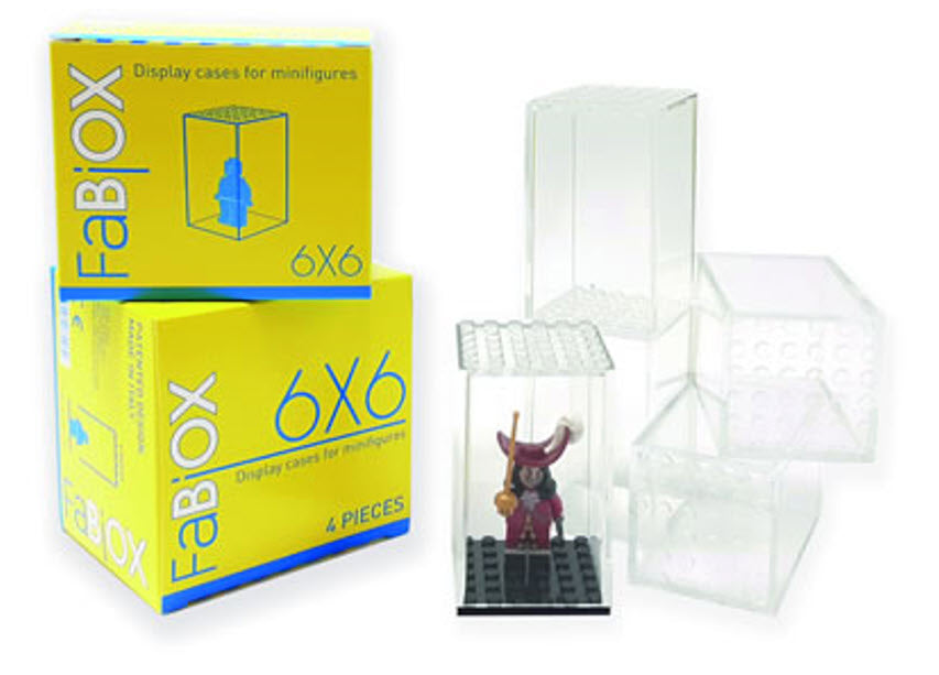FaBiOX FX002-4 Vitrinen 6x6 für LEGO-Minifiguren (4 Stück), transparent-klar
