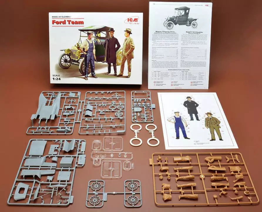 Inhalt: ICM 24007 Henry Ford-Team with Model T 1913 Roadster, 1:24