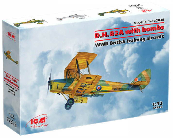 ICM 32038 DH. 82A Tiger Moth with bombs, WWII British training aircraft, 1:32