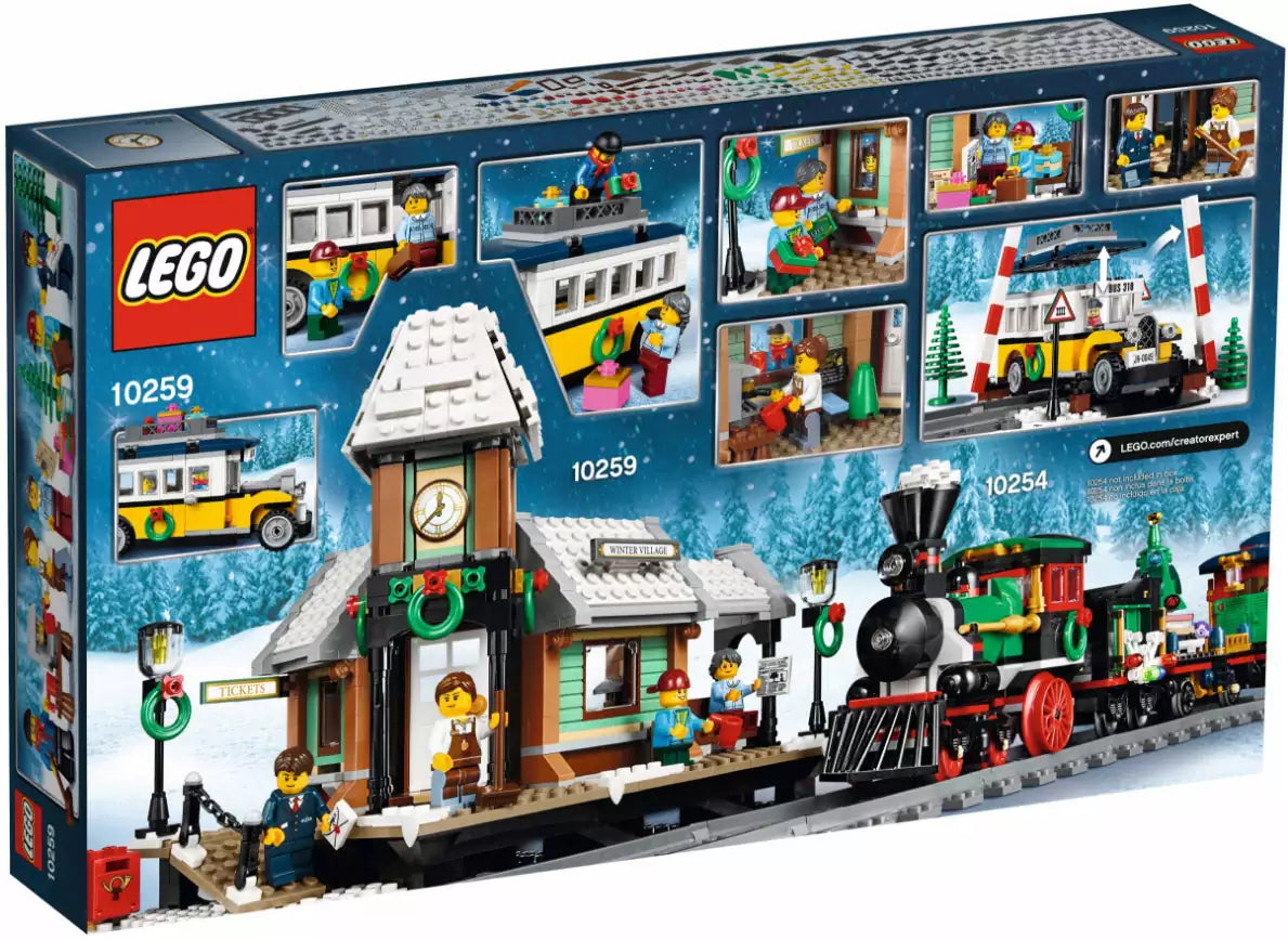 Box Rückansicht: LEGO Creator 10259 Winterlicher Bahnhof