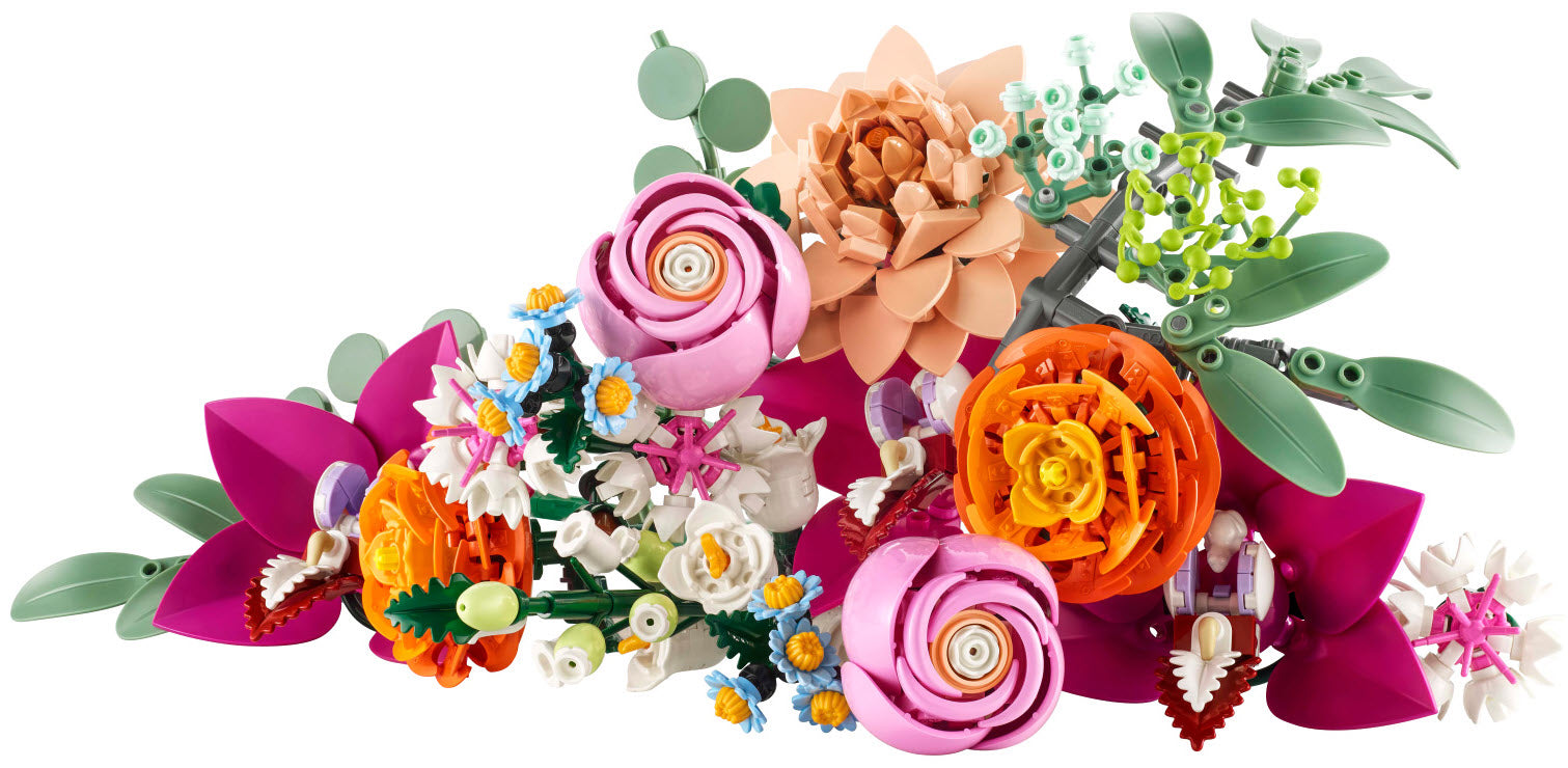 Inhalt: LEGO Botanicals 10342 Schöner Rosafarbener Blumenstrauß