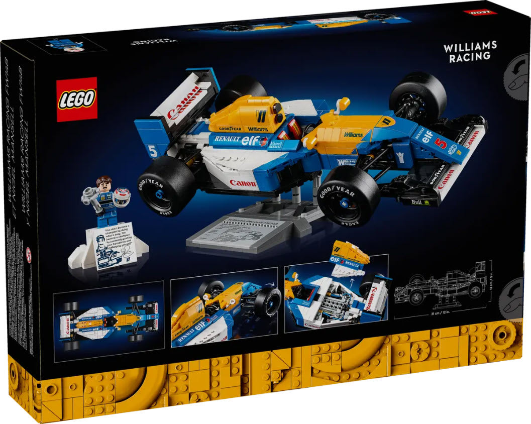 Box Rückseite: LEGO Icons 10353 Williams Racing FW14B mit Nigel Mansell