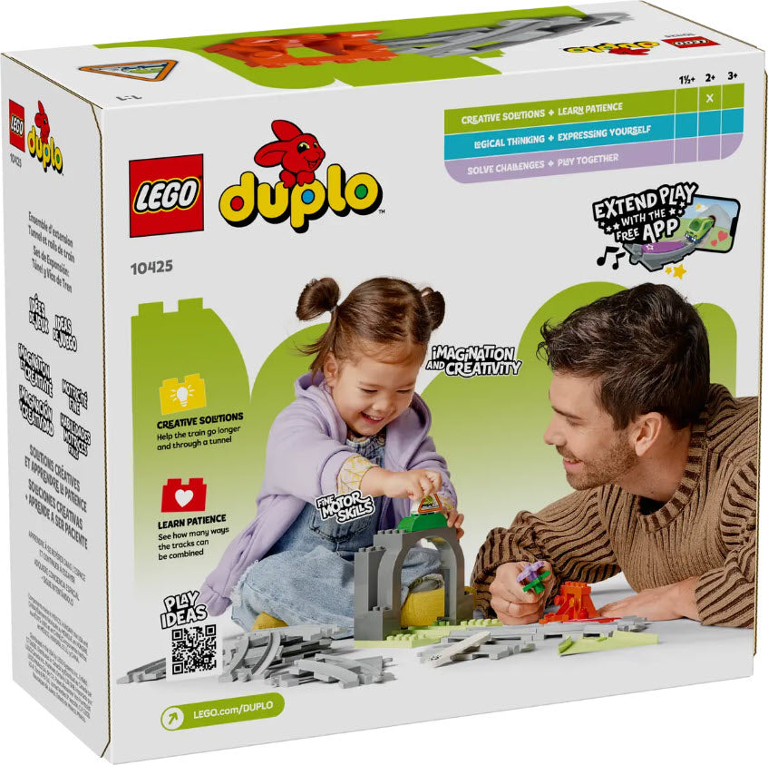 Box Rückseite: LEGO DUPLO 10425 Eisenbahntunnel und Schienen – Erweiterungsset