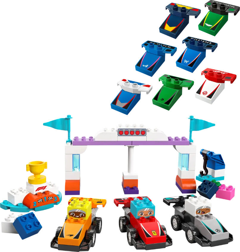 Inhalt: LEGO DUPLO 10445 F1 Team Rennautos mit Rennfahrern