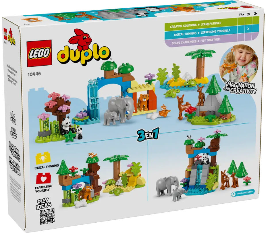 Box Rückseite: LEGO DUPLO 10446 Wildtier-Familien 3-in-1-Set