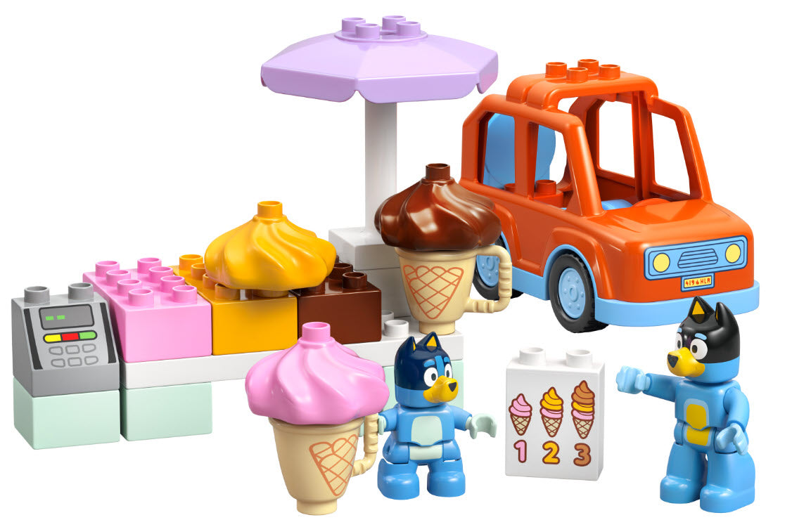Inhalt: Box Rückseite: LEGO DUPLO 10458 Ausflug zur Eisdiele mit Bluey