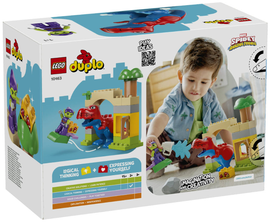 Box Rückseite: LEGO DUPLO 10463 Spidey-Rex vs. Green Goblin
