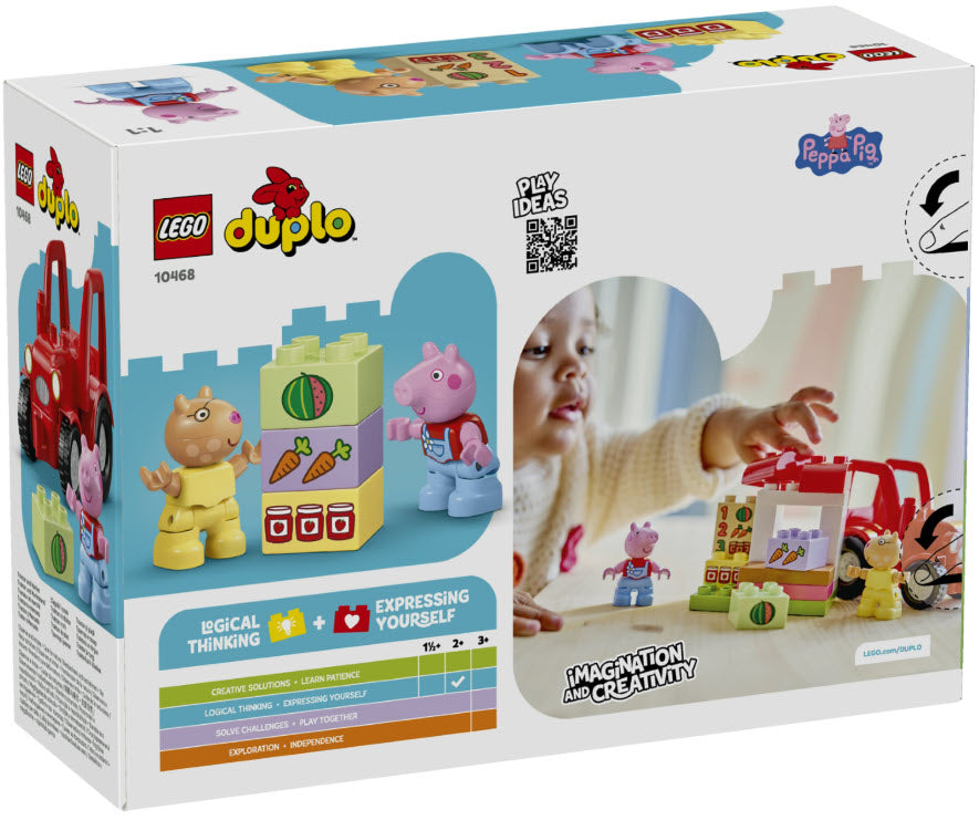 Box Rückseite: LEGO DUPLO 10468 Peppa Wutz Traktor und Marktstand