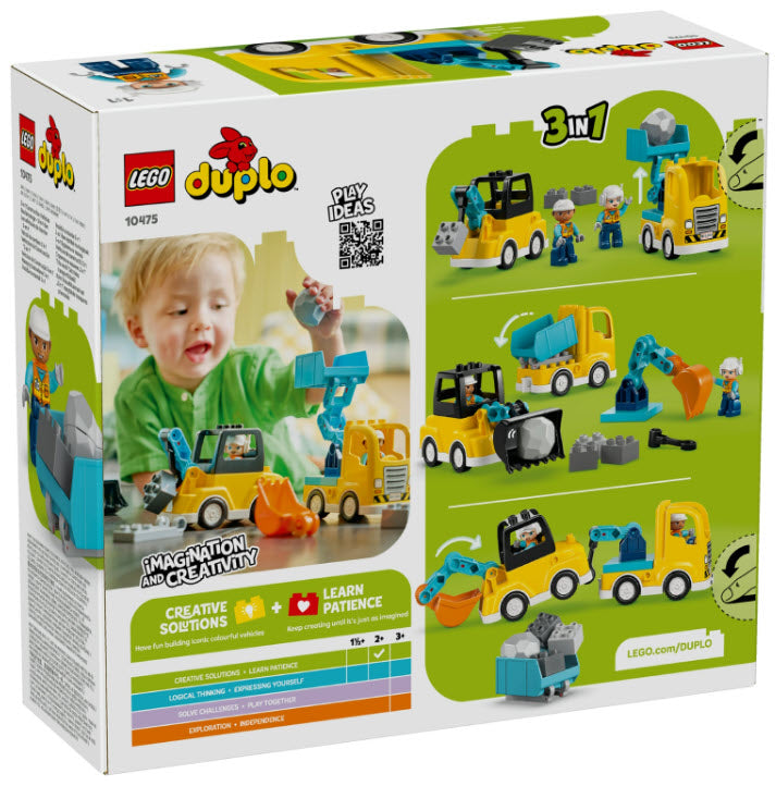 Box Rückseite: LEGO DUPLO 10475 Baufahrzeuge – 3-in-1-Set