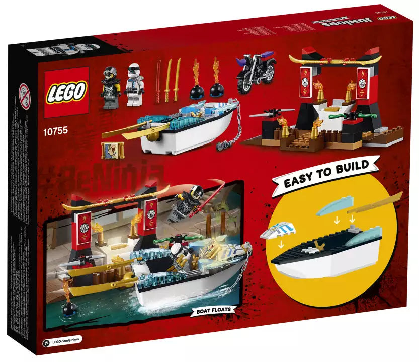 Box Rückansicht: LEGO Junior 10755 Zanes Verfolgungsjagd mit dem Ninjaboot