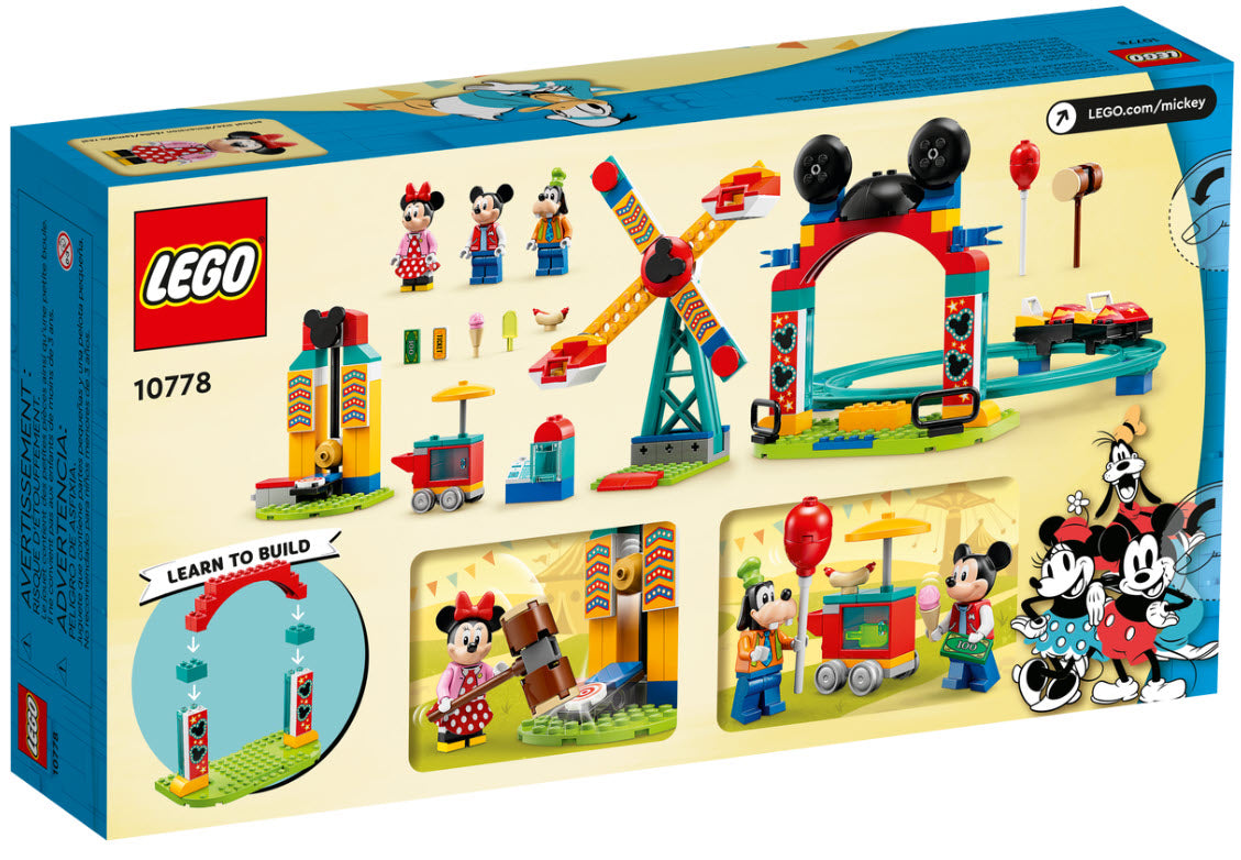 Box Rückseite: LEGO Disney  10778 Micky, Minnie und Goofy auf dem Jahrmarkt