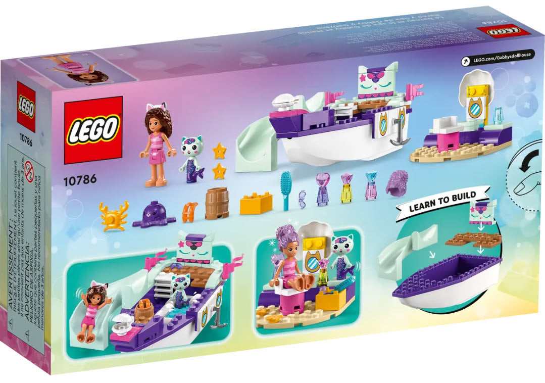 Box Rückansicht: LEGO Gabby's Dollhouse 10786 Meerkätzchens Schiff und Spa