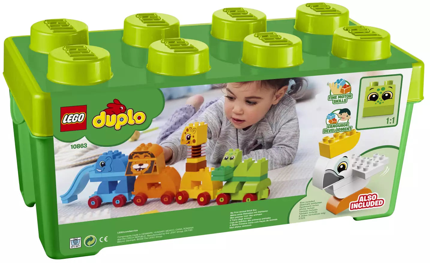 Box Rückansicht: LEGO DUPLO 10863 Meine erste Steinebox mit Ziehtieren