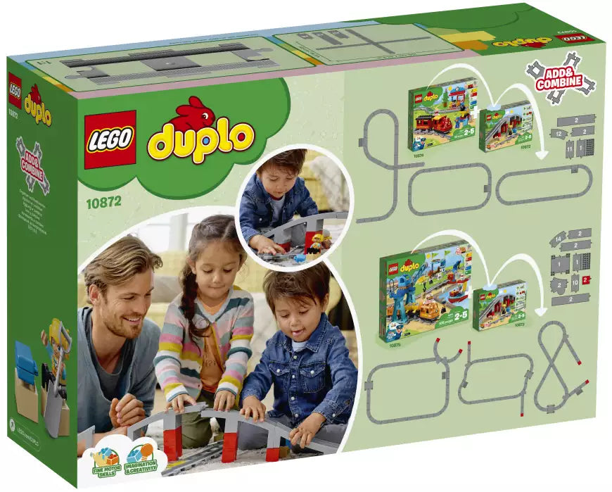 Box Rückansicht: LEGO DUPLO Eisenbahn 10872 Eisenbahnbrücke und Schienen