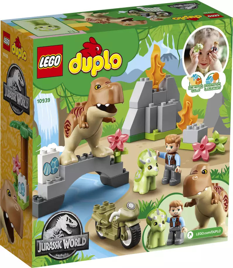 Box Rückansicht: LEGO DUPLO 10939 Ausbruch des T. rex und Triceratops