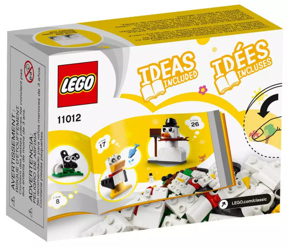 Box Rückansicht: LEGO Classic 11012 Kreativ-Bauset mit weißen Steinen