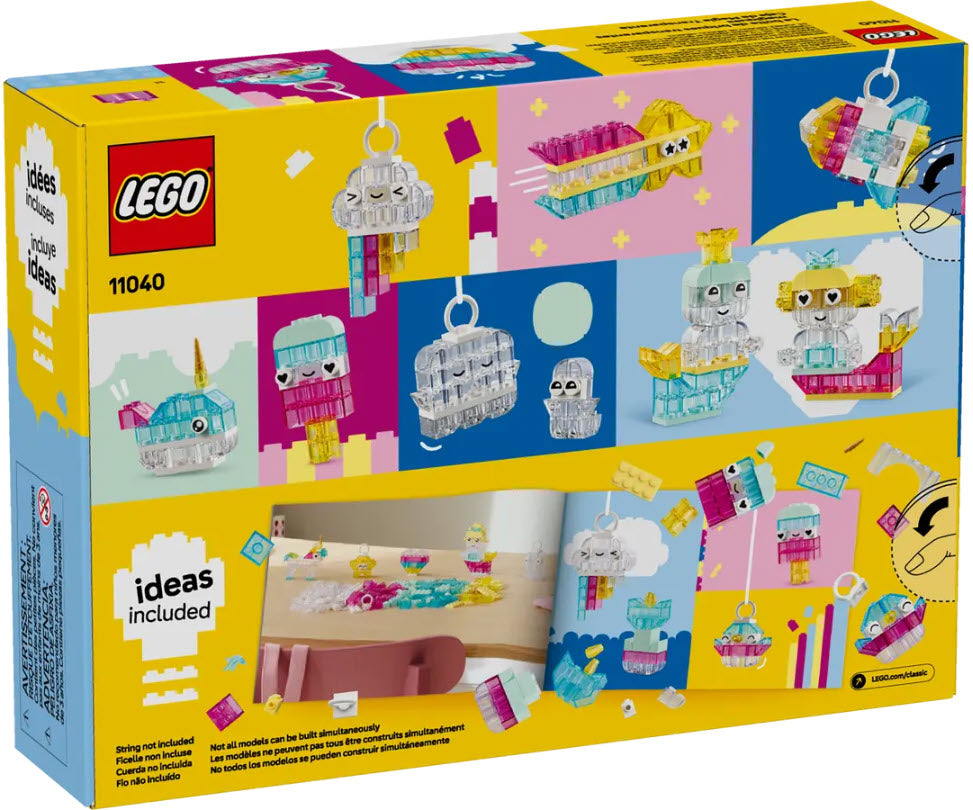 Box Rückseite: LEGO Classic 11040 Zauberbox mit durchsichtigen Steinen