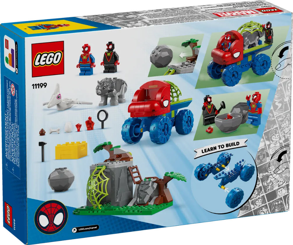 Box Rückseite: LEGO Super Heroes 11199 Spideys Team auf Rettungsmission im Dino-Truck