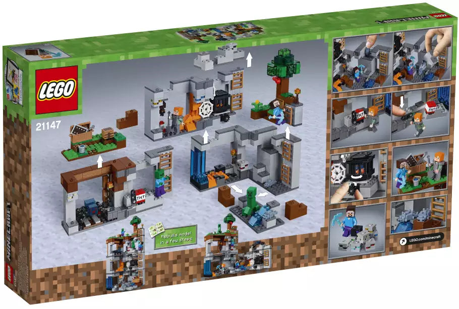 Box Rückansicht: LEGO Minecraft 21147 Abenteuer in den Felsen