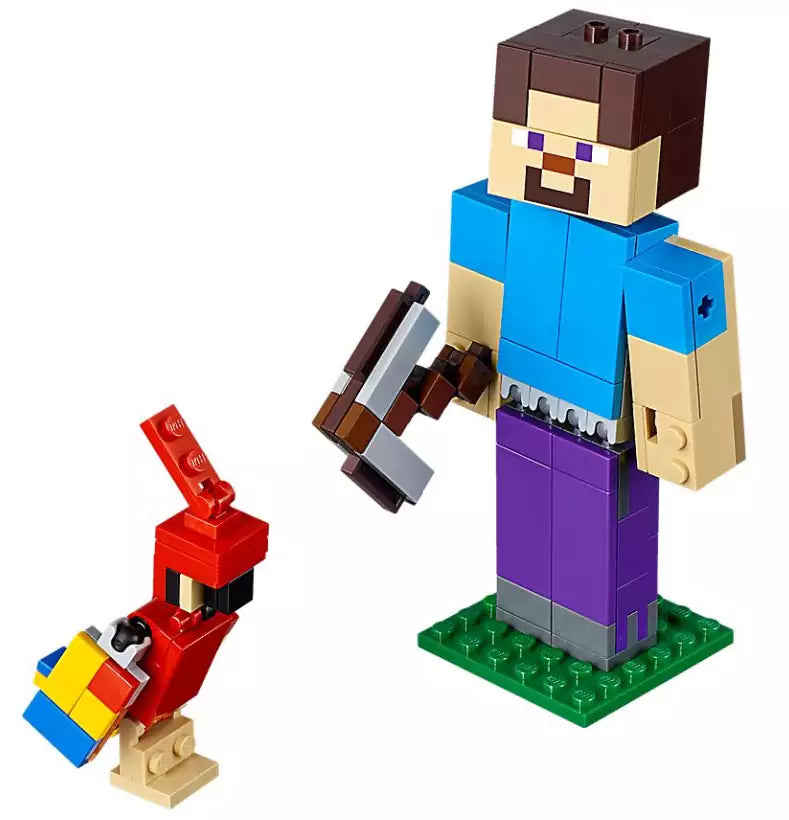 Inhalt: LEGO Minecraft 21148 Minecraft-BigFig Steve mit Papagei