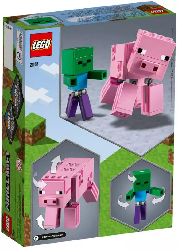 Box Rückansicht: LEGO Minecraft 21157 BigFig Schwein mit Zombiebaby