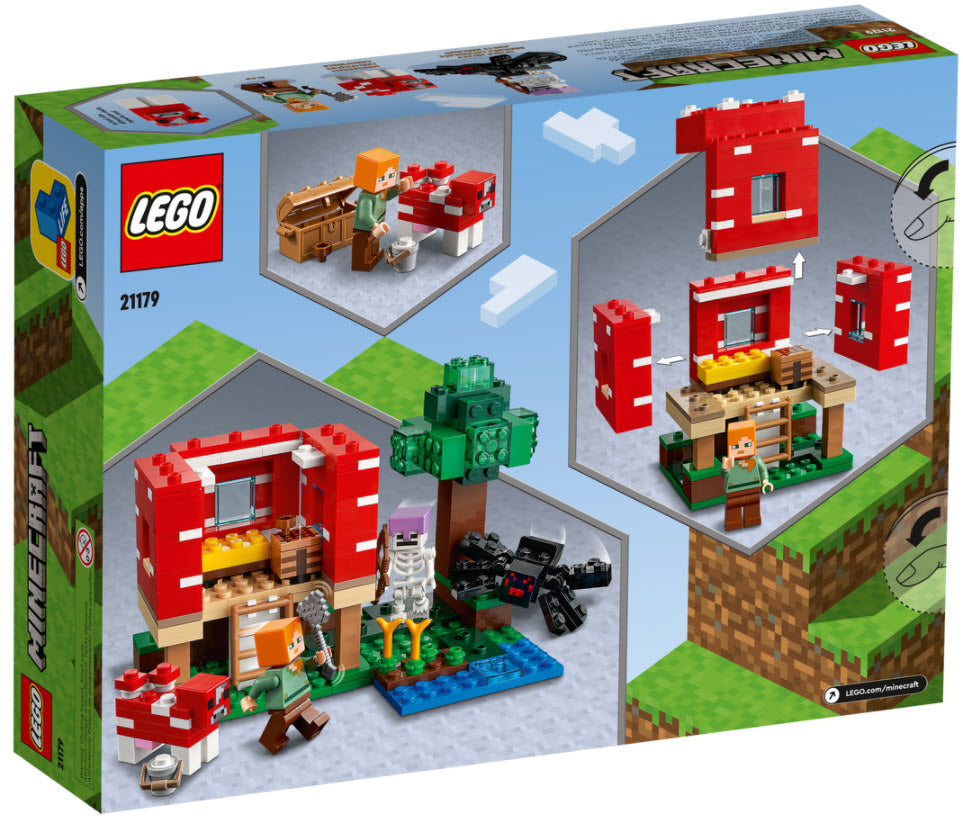 Box Rückseite: LEGO Minecraft 21179 Das Pilzhaus