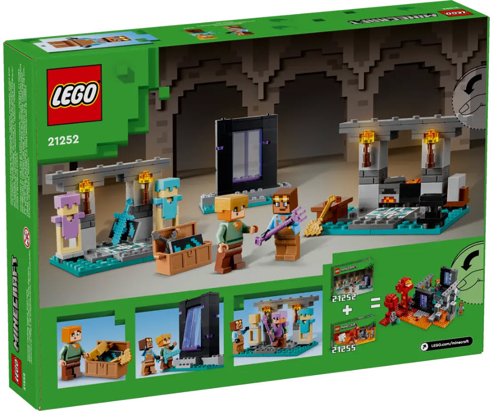 Box Rückseite: LEGO Minecraft 21252 Die Waffenkammer