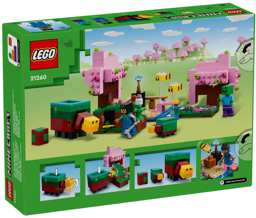 Box Rückseite: LEGO Minecraft 21260 Der Kirschblütengarten