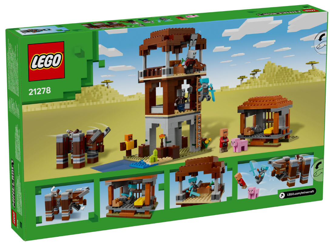 Box Rückseite: LEGO Minecraft 21278 Ein Verwüster am Plünderer-Außenposten