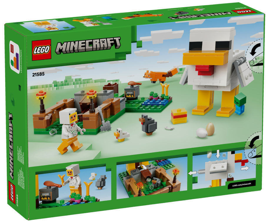 Box Rückseite: LEGO Minecraft 21585 Hühnerfarm