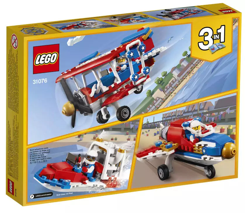 Box Rückansicht: LEGO Creator 31076 Tollkühner Flieger