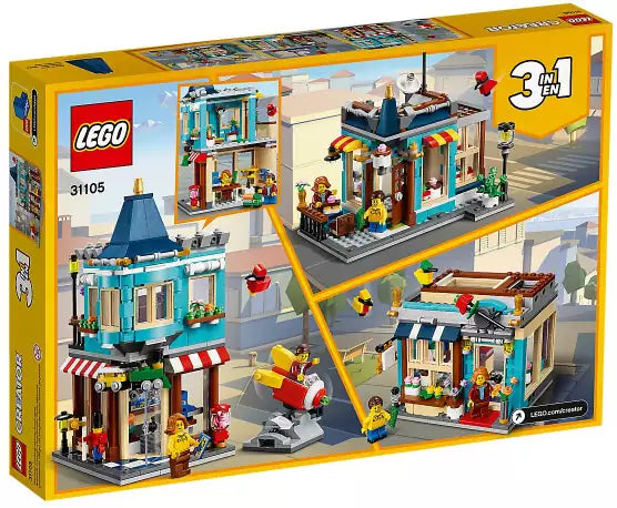 Box Rückseite: LEGO Creator 31105 Spielzeugladen im Stadthaus