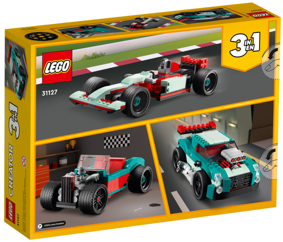 Box Rückseite: LEGO Creator 31127 Straßenflitzer