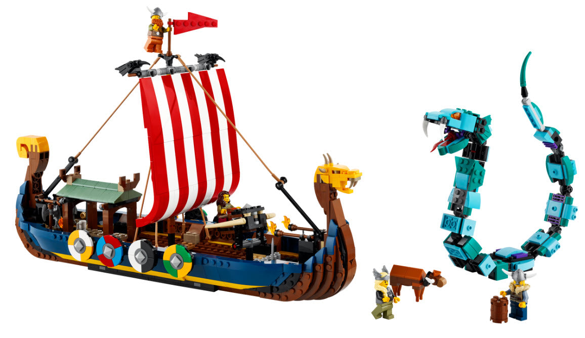 Inhalt: LEGO Creator 31132 Wikingerschiff mit Midgardschlange