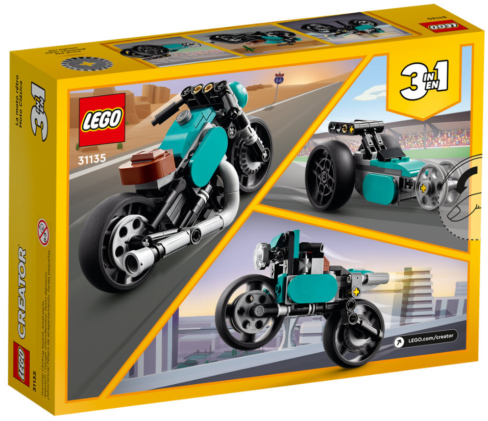 Box Rückseite: LEGO Creator 31135 Oldtimer Motorrad