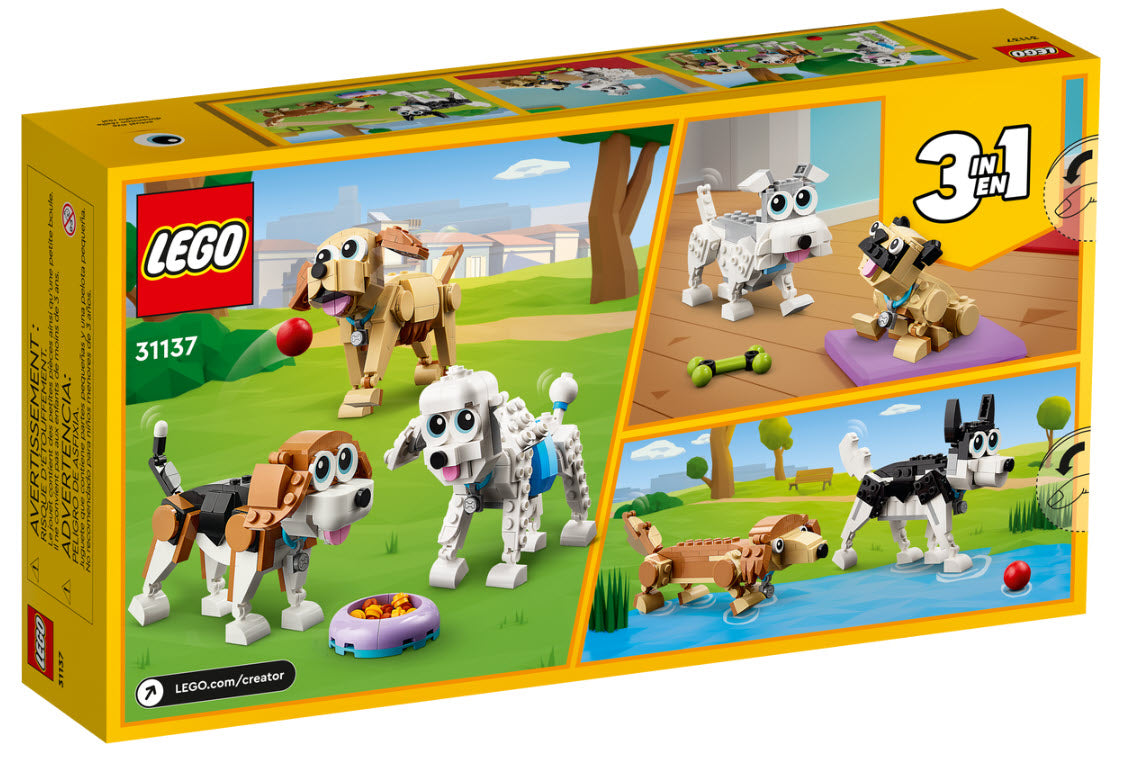 Box Rückseite: LEGO Creator 31137 Niedliche Hunde